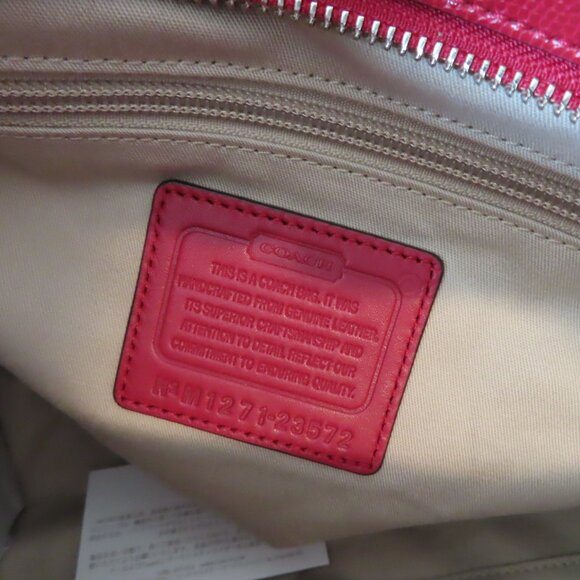 COACH Pinnacle Harper grenadine red embossed lizard tote bag satchel EUC 23572 - Picture 11 of 16